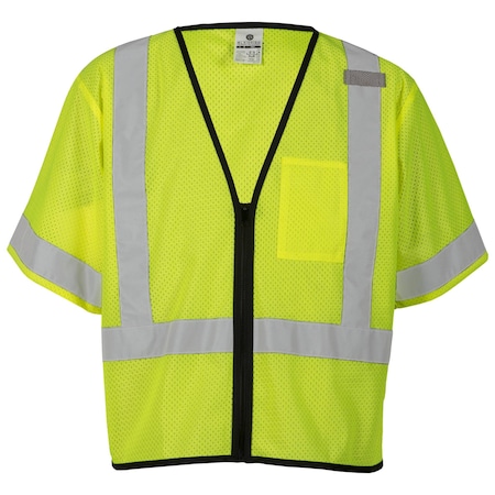 Kishigo S-M, Lime, Class 3 Single Pocket Zipper Vest 1567-S-M